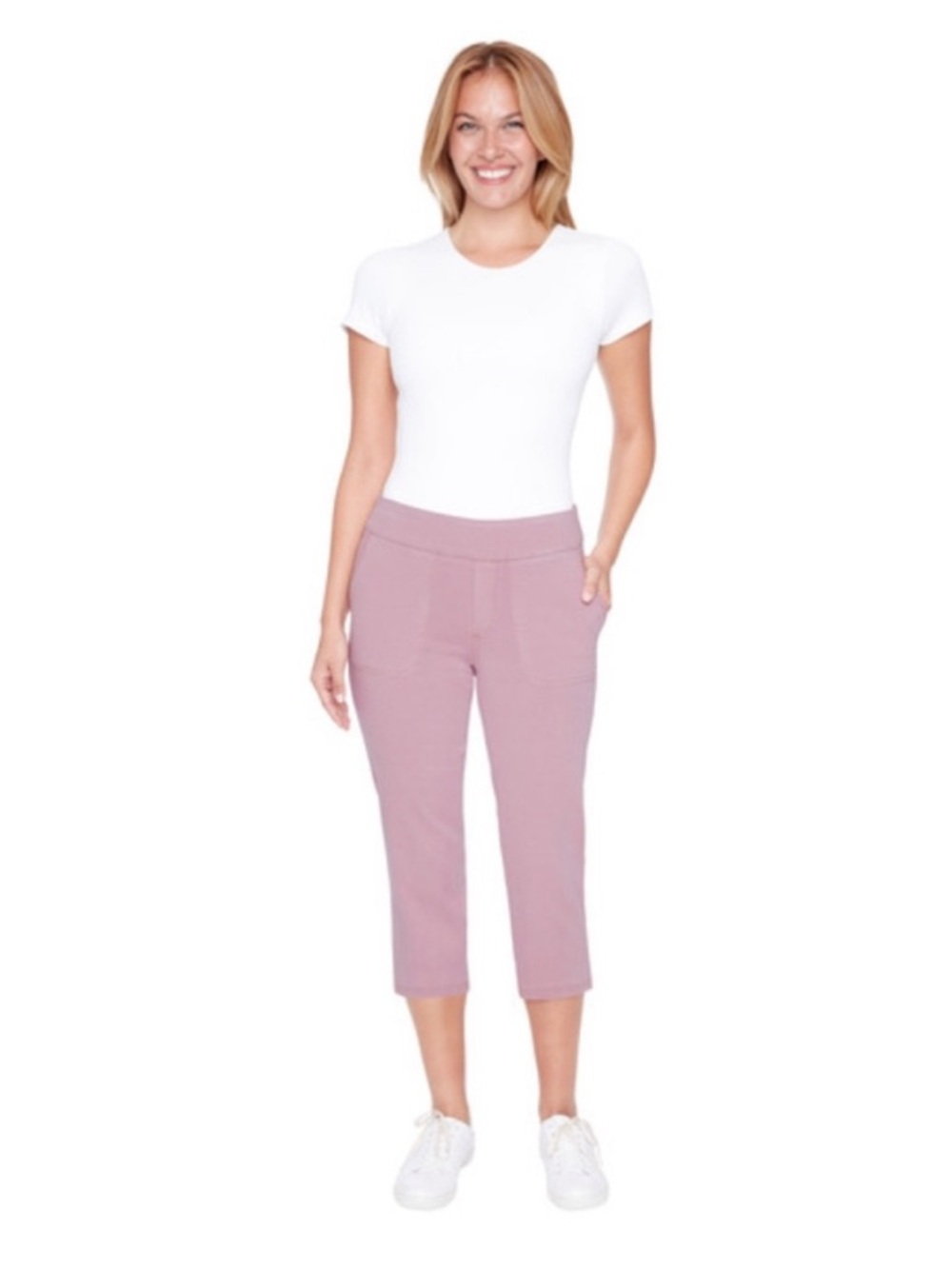 Up! Pull On Stretch Capri Pants Pink Size Medium